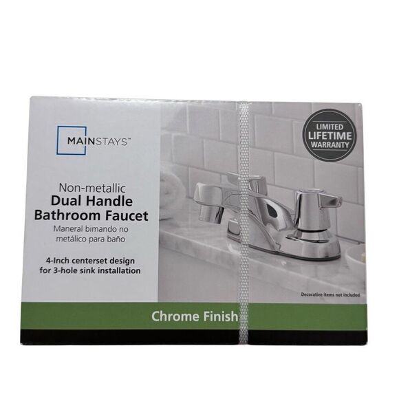 Mainstays Nonmetallic 4" Centerset Bathroom Faucet in Chrome New - Picture 1 of 6